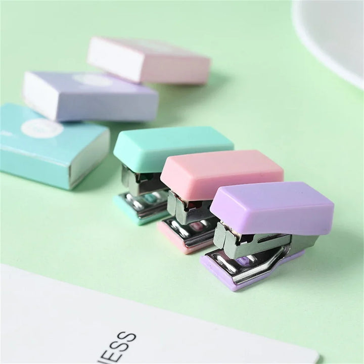 Mini Stapler for Paper, File | Metal Stapler Set with 500pcs 10# | Stationery Kids School Office Binding Supplies