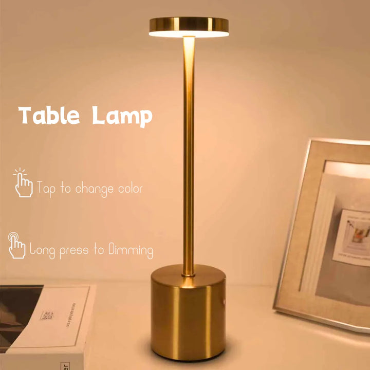 LED Rechargeable, Touch, Metal Table Lamp Bedroom, Living Room,  Creative Ambient Light. Indoor Decoration