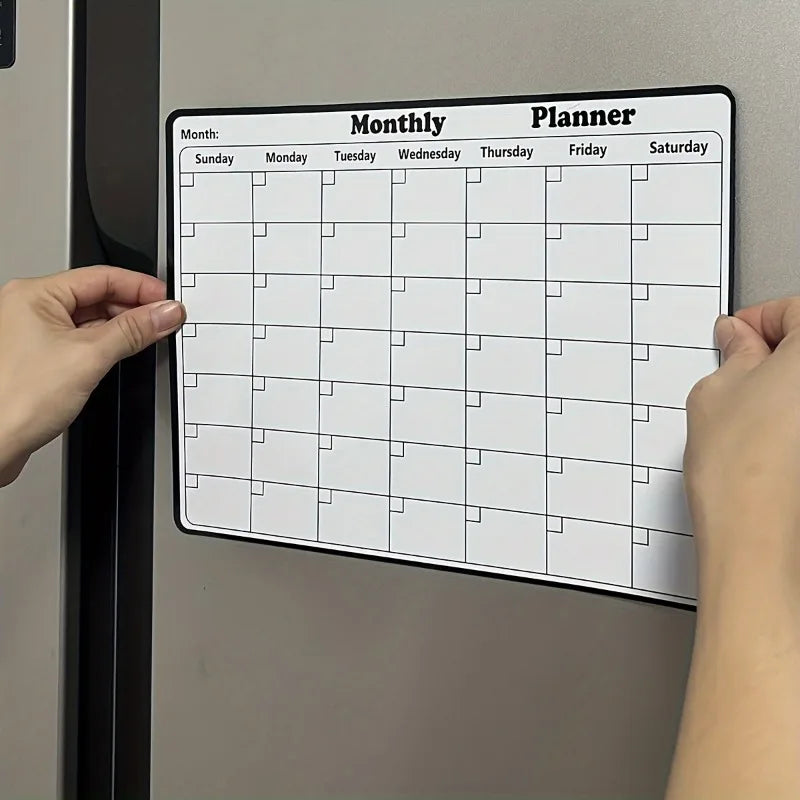 Magnetic Dry Erase Calendar for Refrigerator - Monthly Planner,  Message Board, Whiteboard For Kitchen Decor