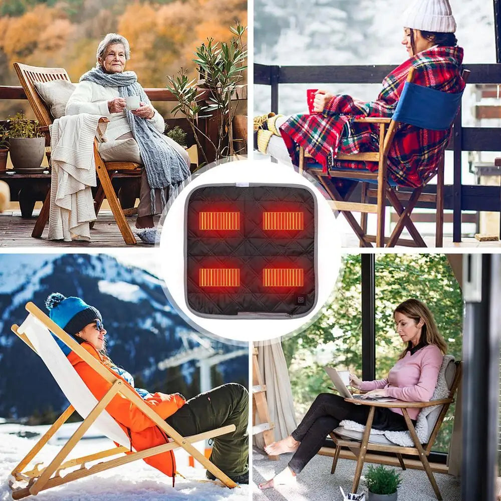 Electric Heated Chair Cushion Portable USB Heating Seat Pad 3 Levels Winter Warm Cushion Mat For Home Office Car Camping Fishing