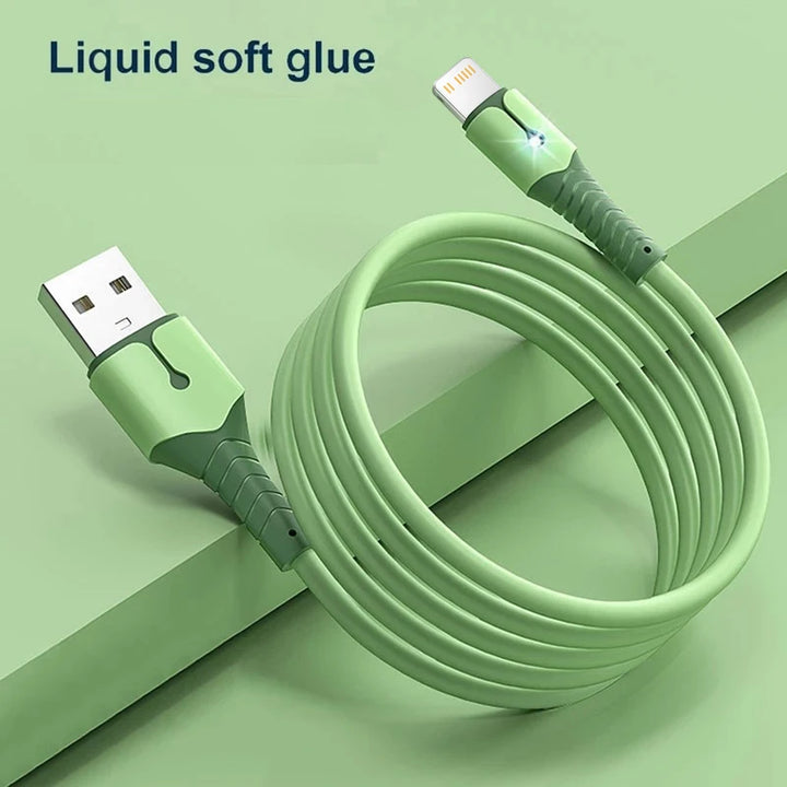 Liquid Silicone USB Cable For iPhone 14 Pro 12 11 13 Pro XS Max Xr X 8 AirPods Pro LED Phone Charger Cord Data Charger Wire