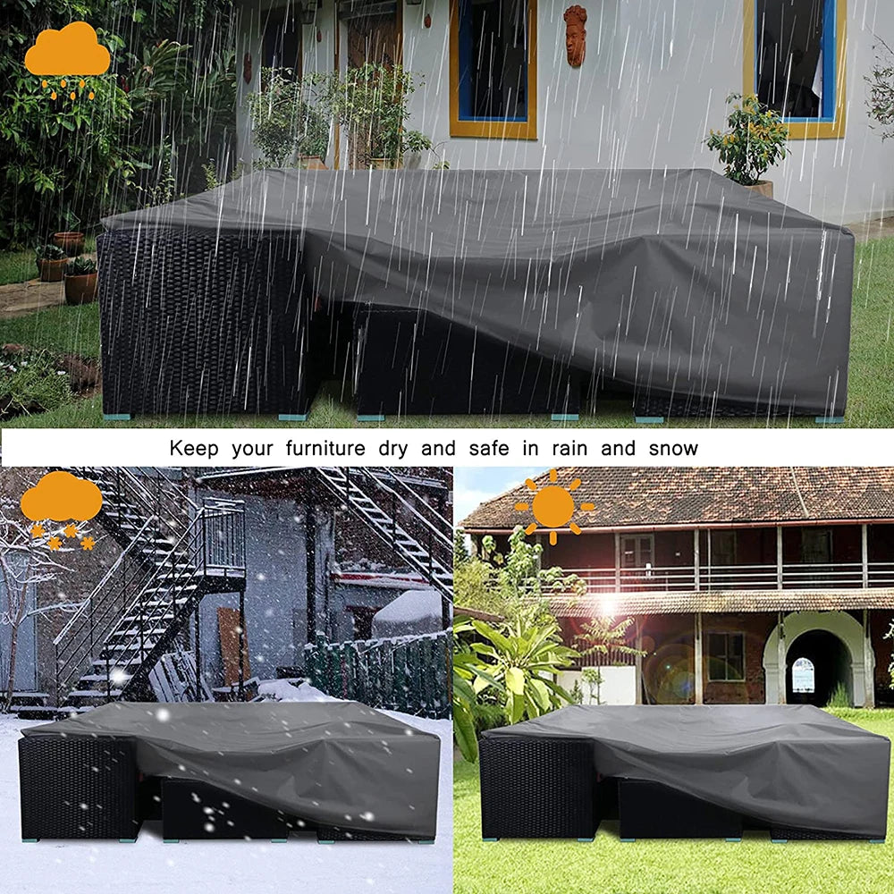 Outdoor Furniture Covers - Waterproof and Snowproof, Fits 12 Seat Table and Chairs