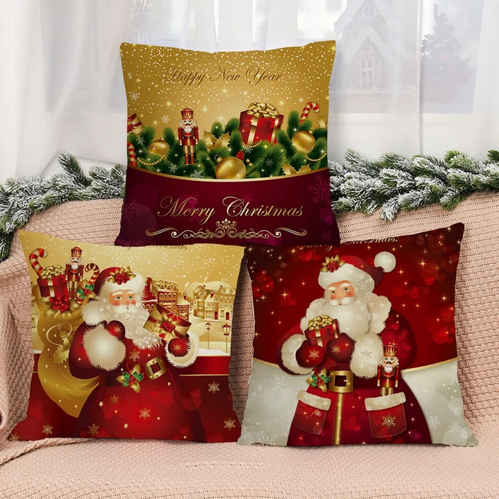 Christmas Cushion Cover Merry Christmas Decorations for Home 2024 Christmas Ornament Navidad Noel Xmas Gifts Happy New Year 2024