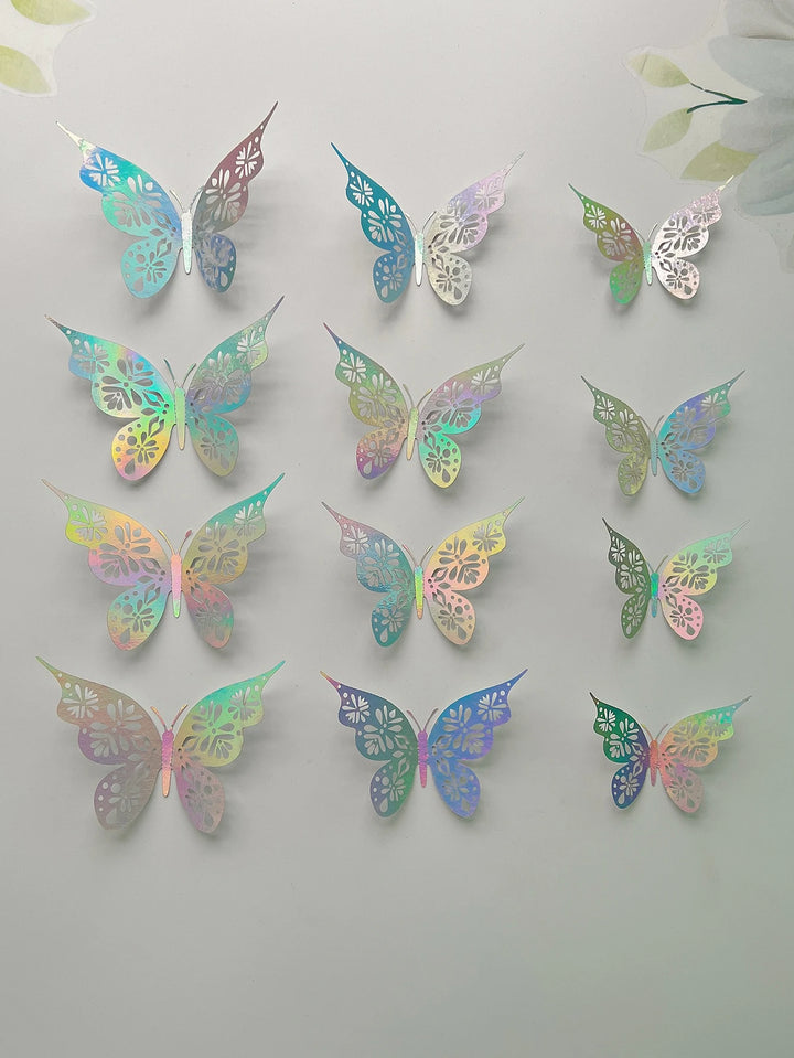 Set of 12 colorful 3D butterfly wall stickers for home