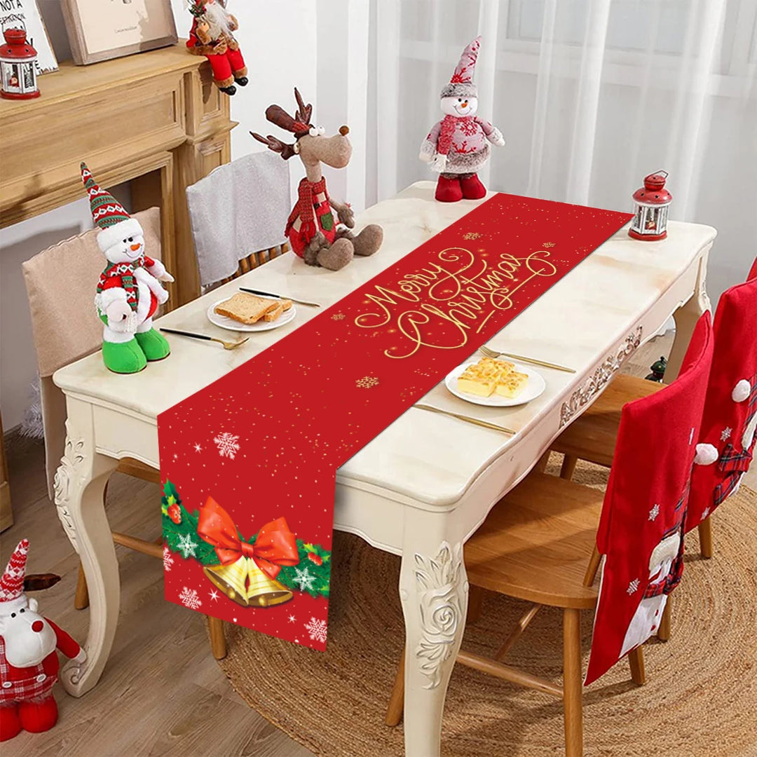 Polyester Christmas Table Runner Merry Christmas Decorations for Home decor 2024 Xmas Navidad Notal Noel Gifts New Year 2024