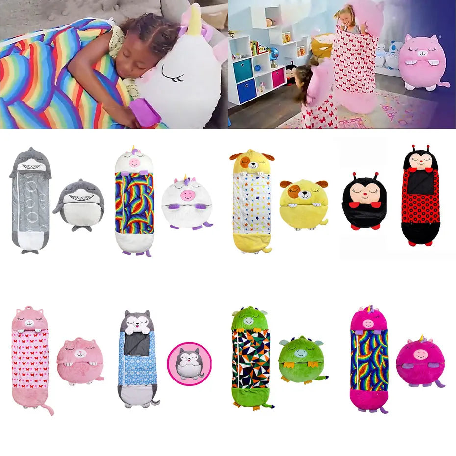 Children's Cartoon Sleep Sack For Birthday Gift Kids Sleeping Bag Plush Doll Pillow Baby Boys Girls Warm Soft Lazy Sleepsacks