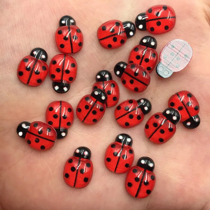 Mini Red Beetle Resin Cabochon 60pcs Rhinestone DIY Scrapbook Home Decor