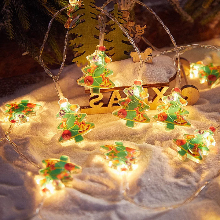 Christmas Tree LED String Light 1.5M 10 LED Xmas Hanging Lamp Fairy Light Garland Home Decoration Ornament 2024 New Year Gifts