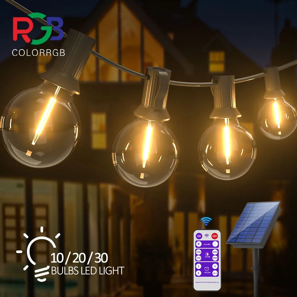 Outdoor Solar String Lights |Patio Lights with LED Shatterproof Bulbs | Weatherproof Hanging Lights for Backyard, Lawn, Garden