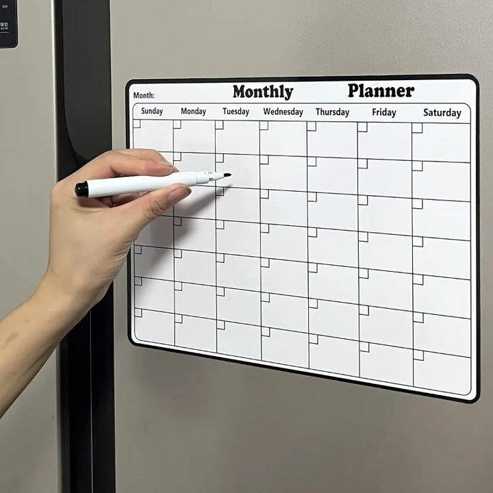 Magnetic Dry Erase Calendar for Refrigerator - Monthly Planner,  Message Board, Whiteboard For Kitchen Decor