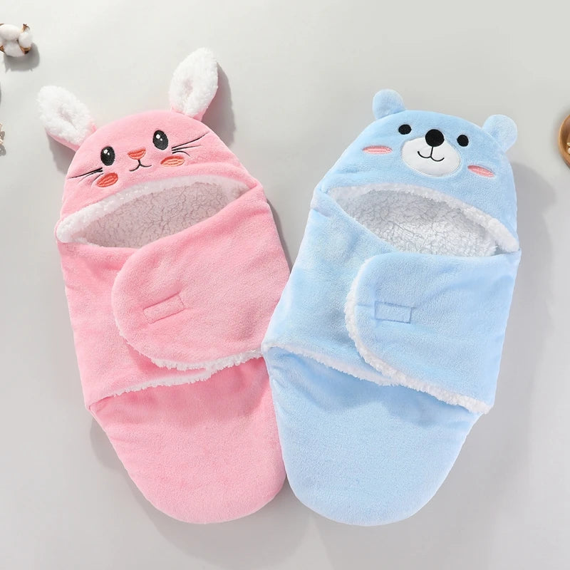 Soft Baby Sleeping Bags Warm Autumn and Winter Newborn Baby Wrap Blankets CartoonCocoon for babies Flannel  Baby Sleepsack 0-9M