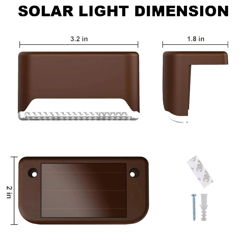 Solar Deck Light For Outdoor IP65 Waterproof,  Solar Power Perfect For Railing, Stairs, Steps, Fence Yard, Patio Pathway