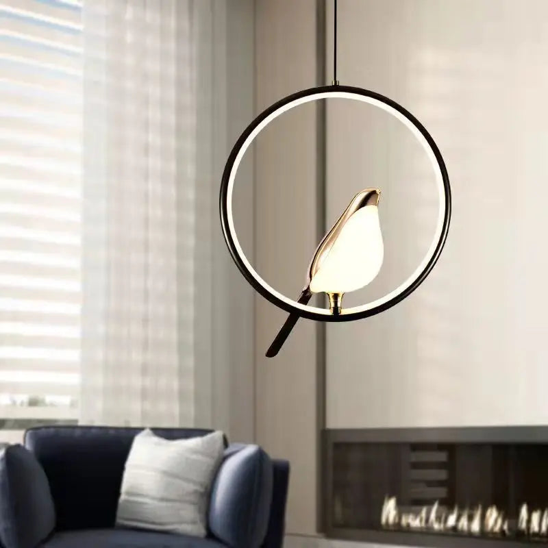 LED Magpie Pendant Light - Nordic Postmodern Hanging Lamp for Study and Bedroom