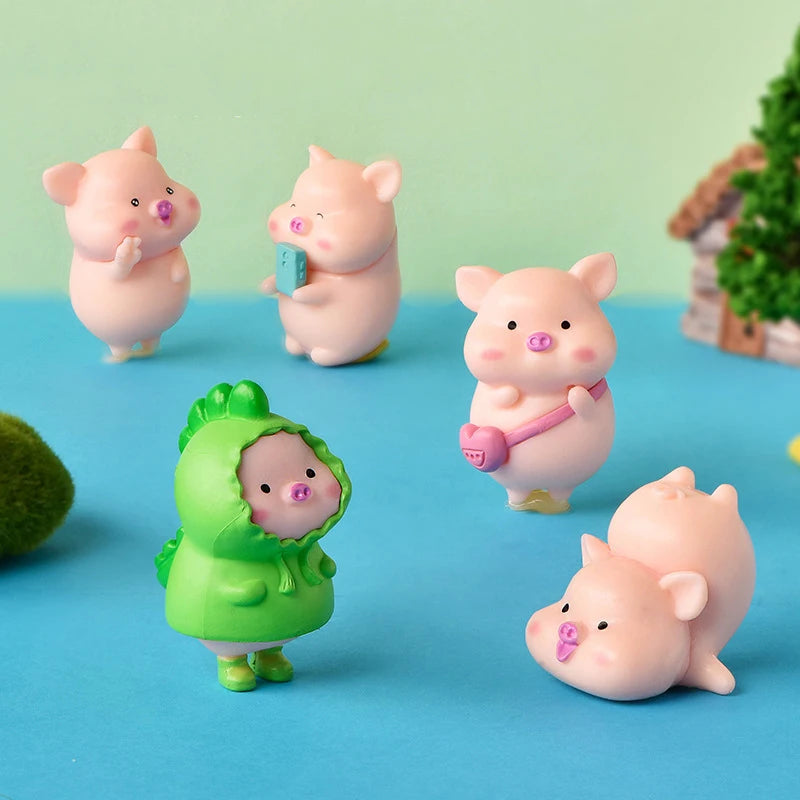 Kawaii Pig Resin Figurines DIY Home Decoration Fairy Garden Miniatures Decor