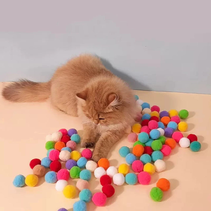 Plush Ball Shooting Gun Cat Toys Interactive Kittens Mini Pompoms Launcher Games Pet Accessories Supplies Indoor Cats Self Play