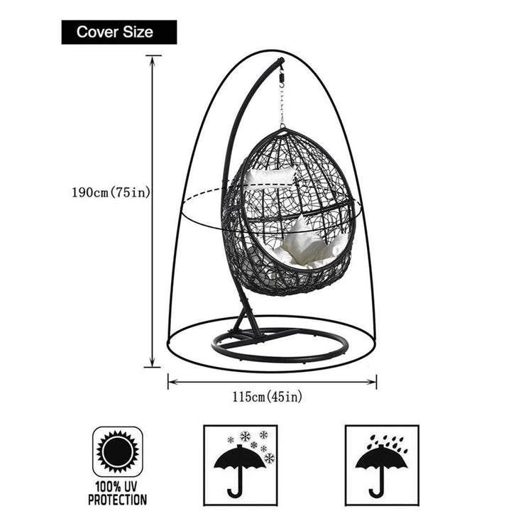 Hanging Chair Cover with Zipper - Anti-UV, Waterproof Protector for Outdoor Garden Swing Egg Chairs