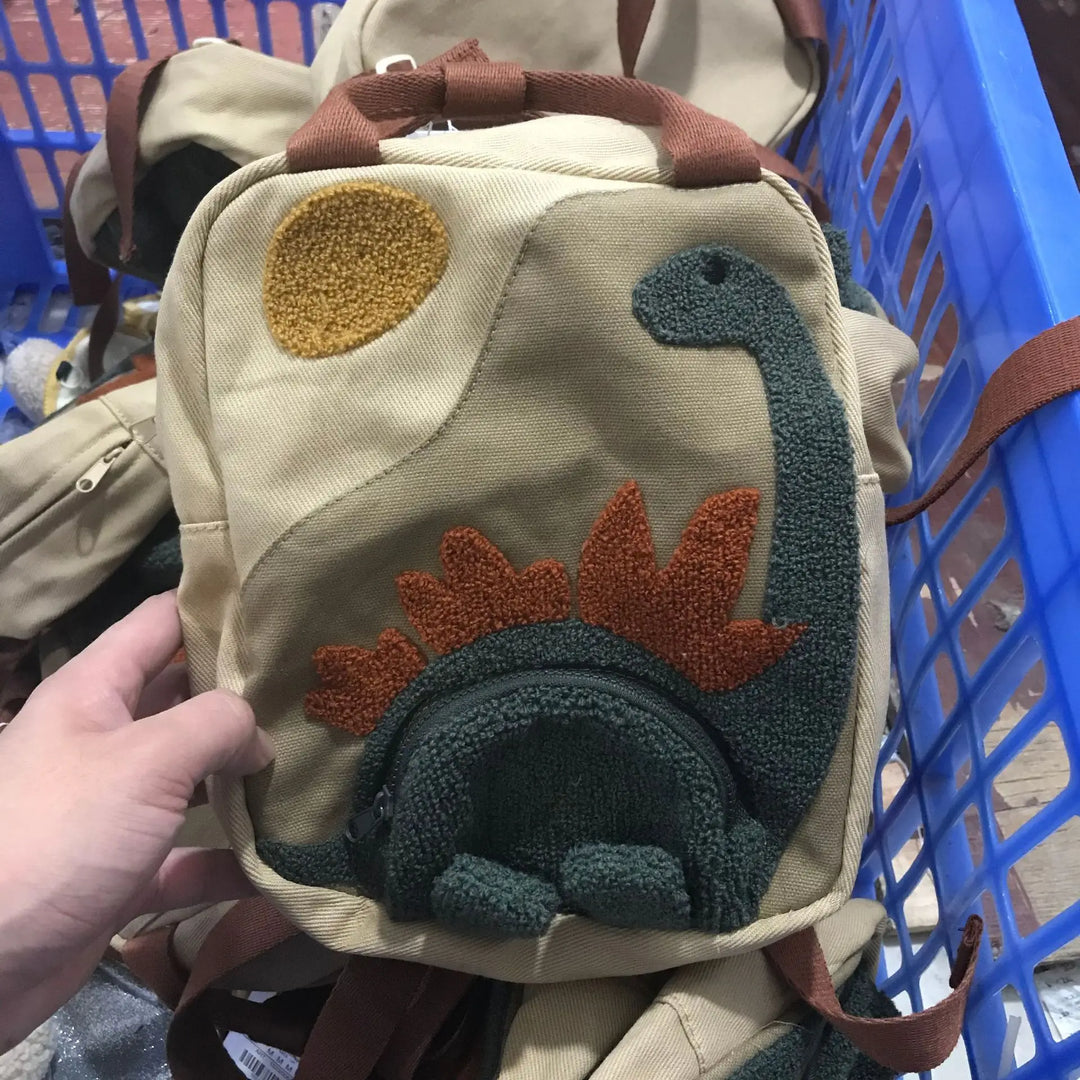 Kids Sun Embroidery Dinosaur Pattern Backpack For School