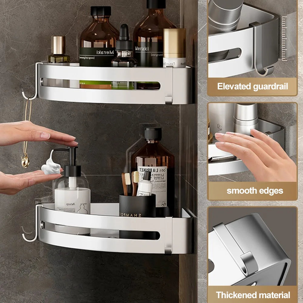 Bathroom Shelf / No Drill / Wall Mounted / Shampoo Bottle, Shower Corner Rack. Storage Rack For Toilet / Kitchen