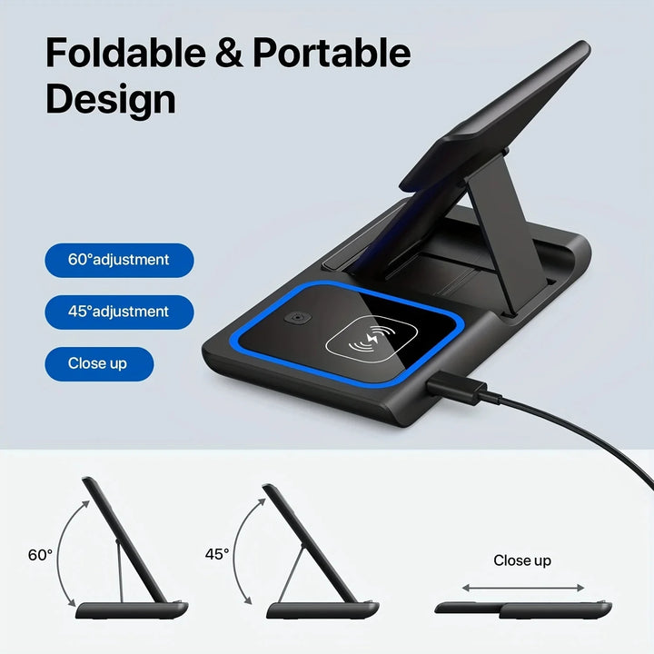 3-in-1 Fast Wireless Charger Station For Cell Phones, Ipods & Smart watches