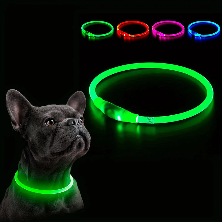 Pet Dog LED Light Collar Luminous Anti-Lost Dog Collar USB Rechargeable Dog Necklace Collar