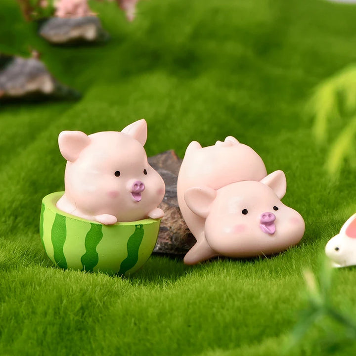 Kawaii Pig Resin Figurines DIY Home Decoration Fairy Garden Miniatures Decor