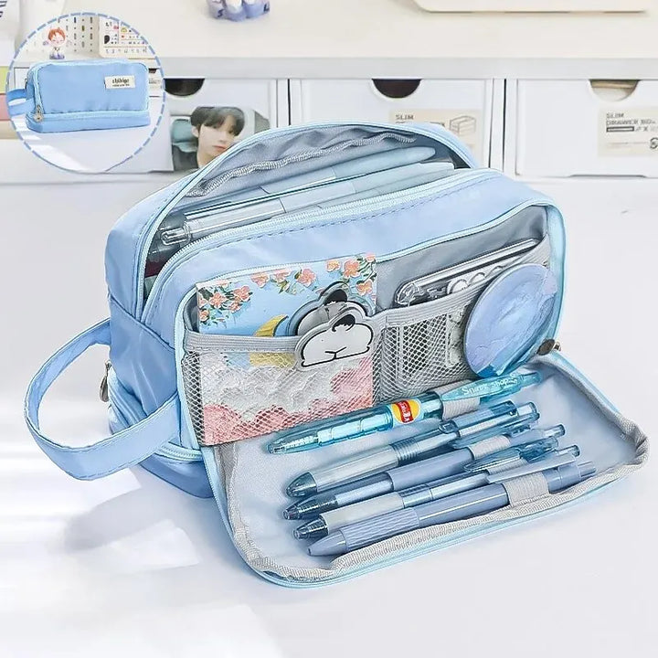 Pencil Bag for School Students with Large Capacity Multi-functional Pen Case | Macaron Color Matching Cute Pencil Case