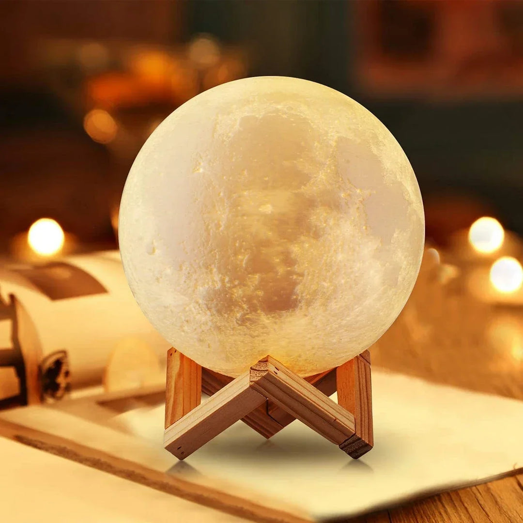 8cm LED Moon Night Light with Stand - Battery Powered, Ideal for Kids and Bedroom Decor