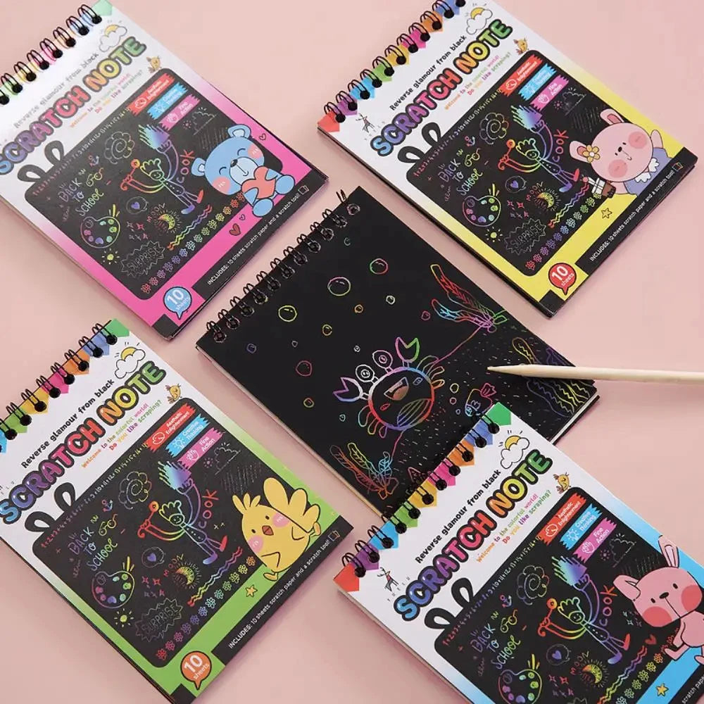 Rainbow Magic Scratch Off Paper | Set for Kids Arts Scraping Painting | Children DIY Graffiti Book