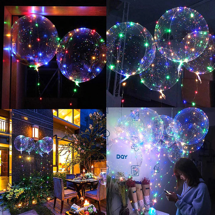 10 Pcs LED Clear Balloons With Luminous Light String For Festival, Birthday, Wedding, Party