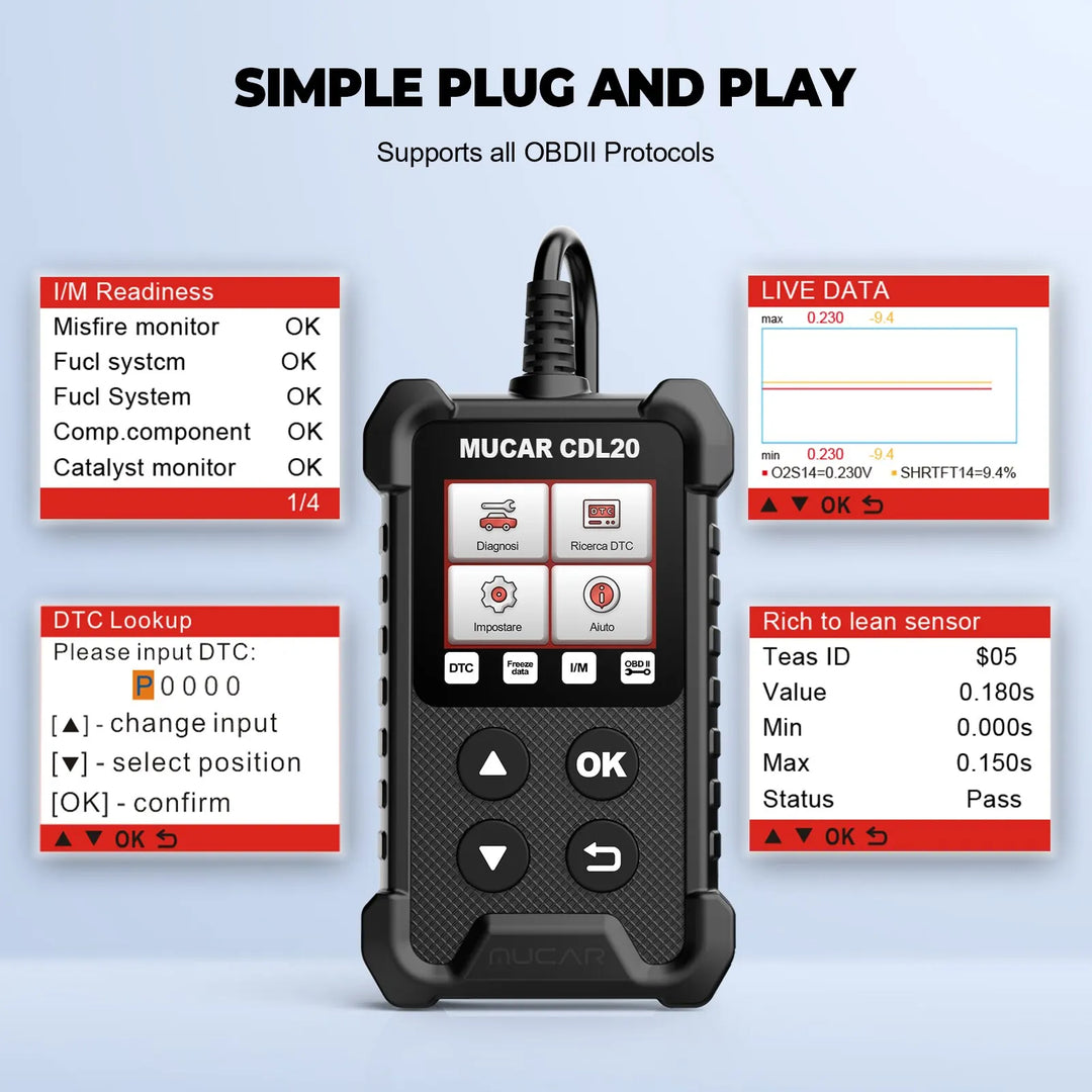 MUCAR CDL20 OBD2 Car Diagnostic Tools For Errors & Codes Scanners