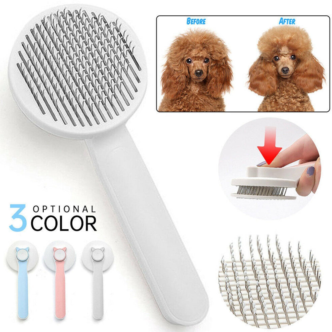 Self cleaning brush removes loose undercoat