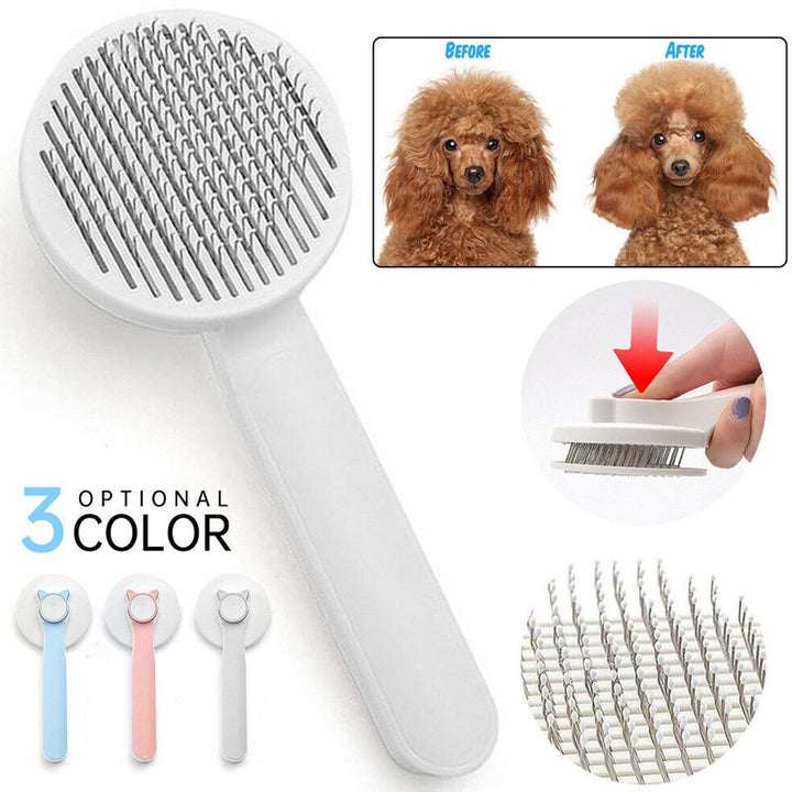 Self cleaning brush removes loose undercoat