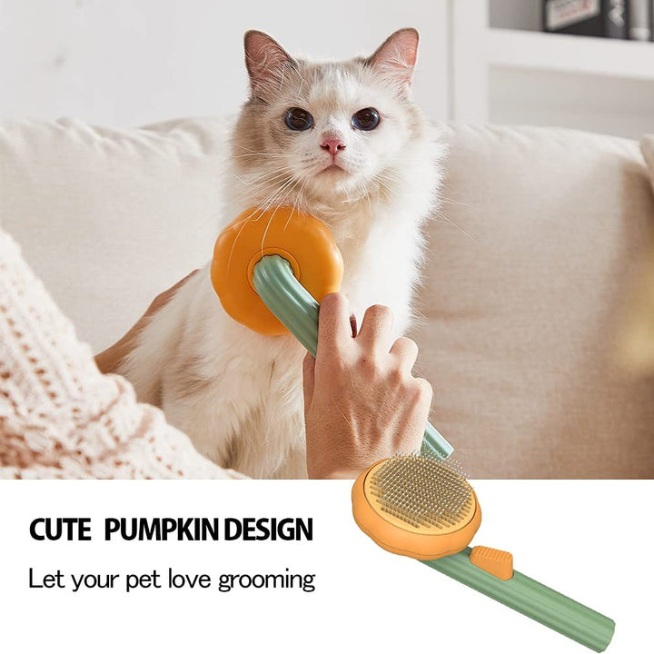 Self cleaning grooming brush for pets