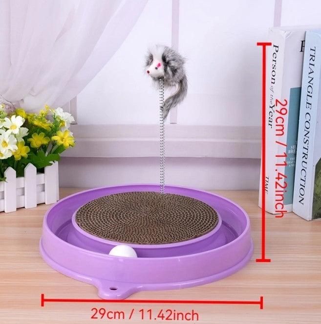 Self height cat scratcher with ball