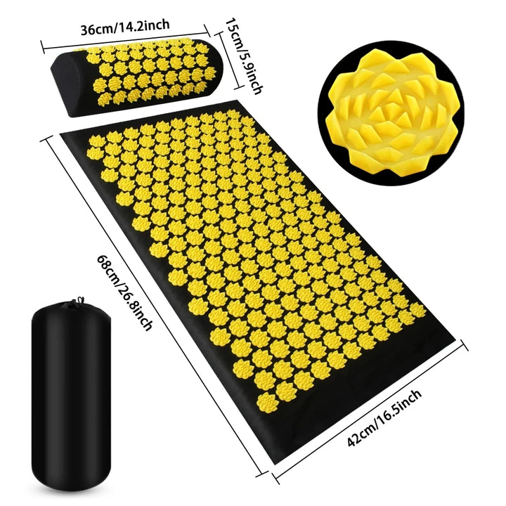 Sensi Massage Mat with Needle Spikes black and yellow color 
