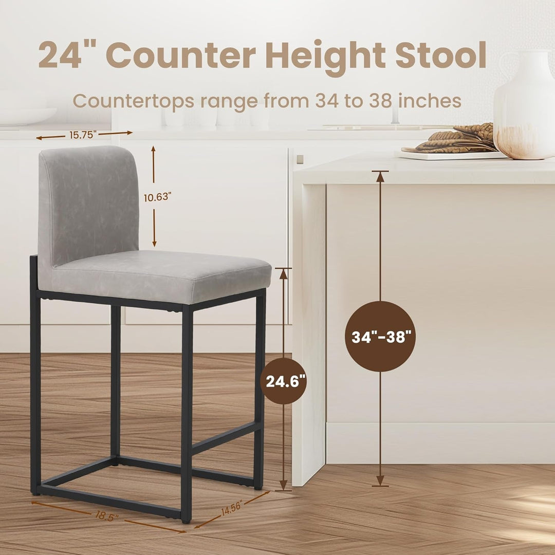 Set of 4 PU Leather Bar Stools
