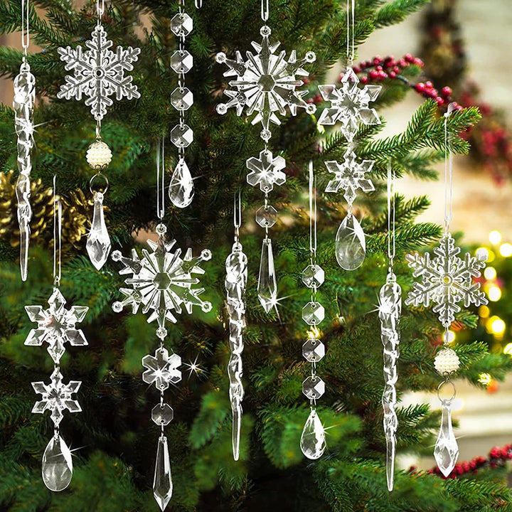 Set of 5 acrylic snowflake pendants