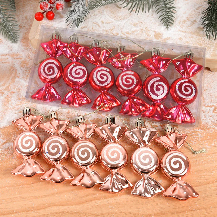 Set of 6 Christmas candy pendants