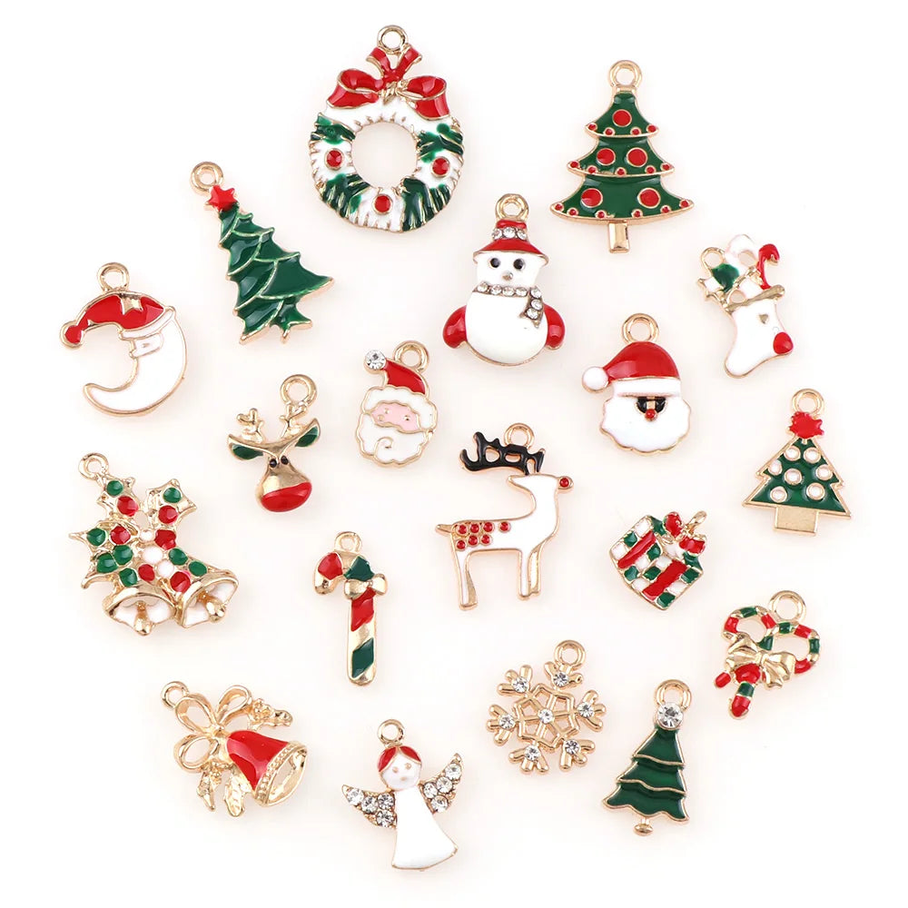 Set of metal alloy Christmas hanging charms