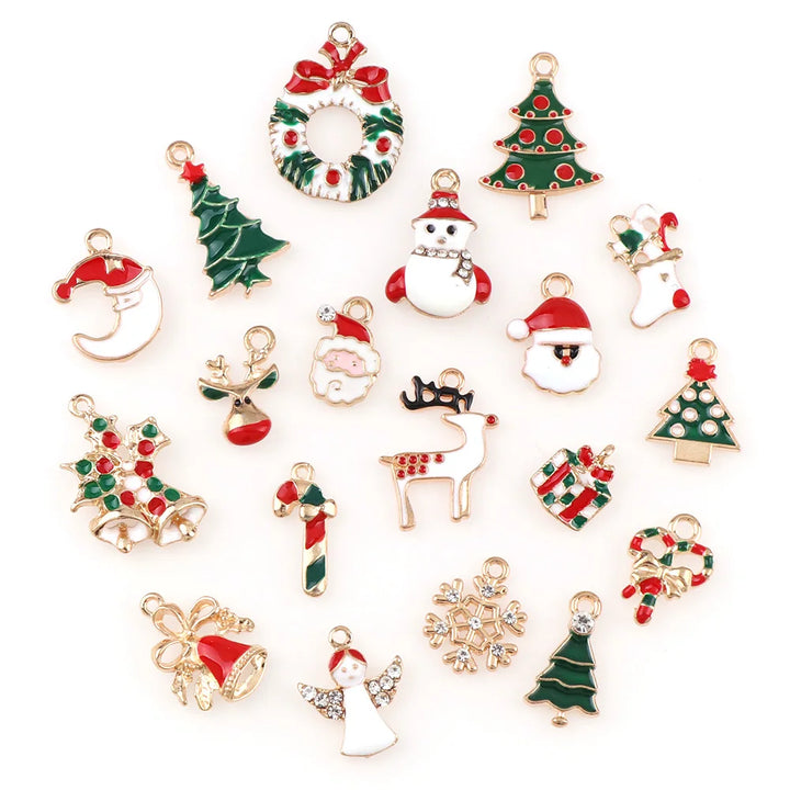 Set of metal alloy Christmas hanging charms