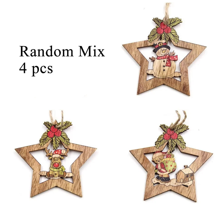 Wooden star Christmas tree decorations