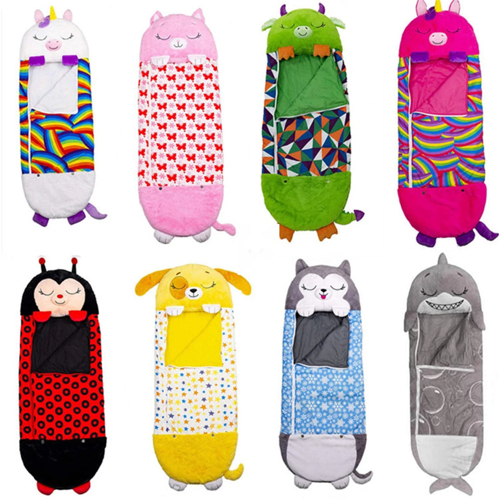 Children's Cartoon Sleep Sack For Birthday Gift Kids Sleeping Bag Plush Doll Pillow Baby Boys Girls Warm Soft Lazy Sleepsacks