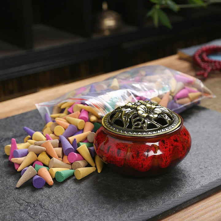 60Pcs Natural Incense Cones Mixed Flavor Backflow Insence Floral