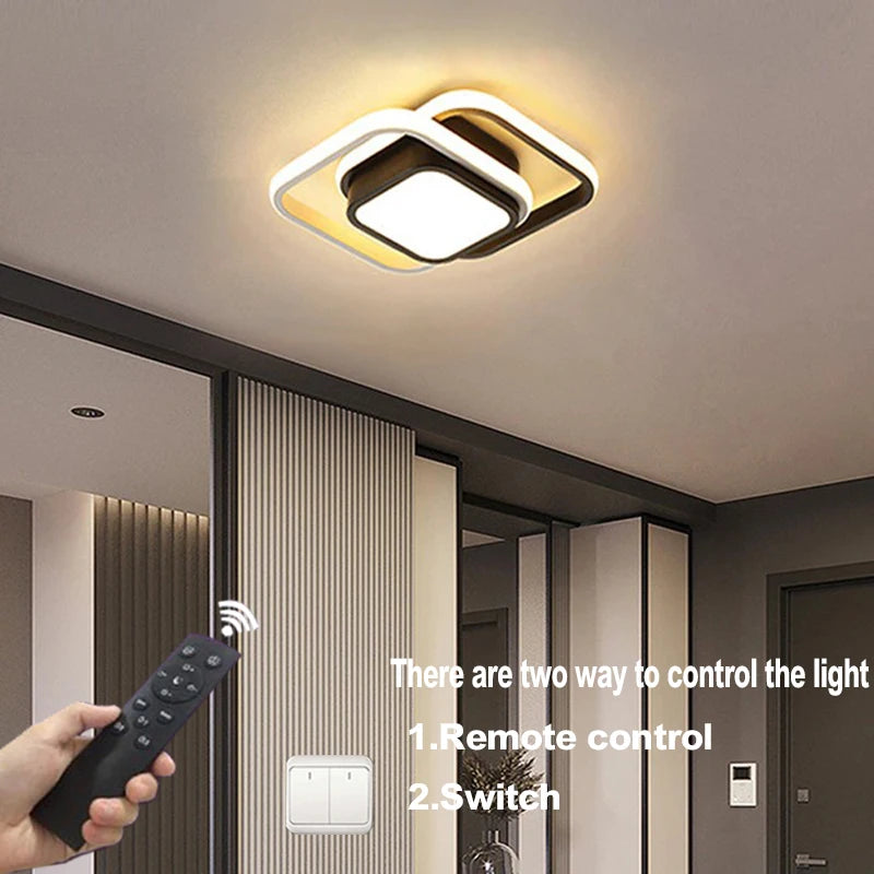 Small Modern LED Ceiling Light, 2 Rings Creative Design, Ceiling Lamp, Indoor Lighting Fixtures, Hallway, Balcony, Aisle, Office