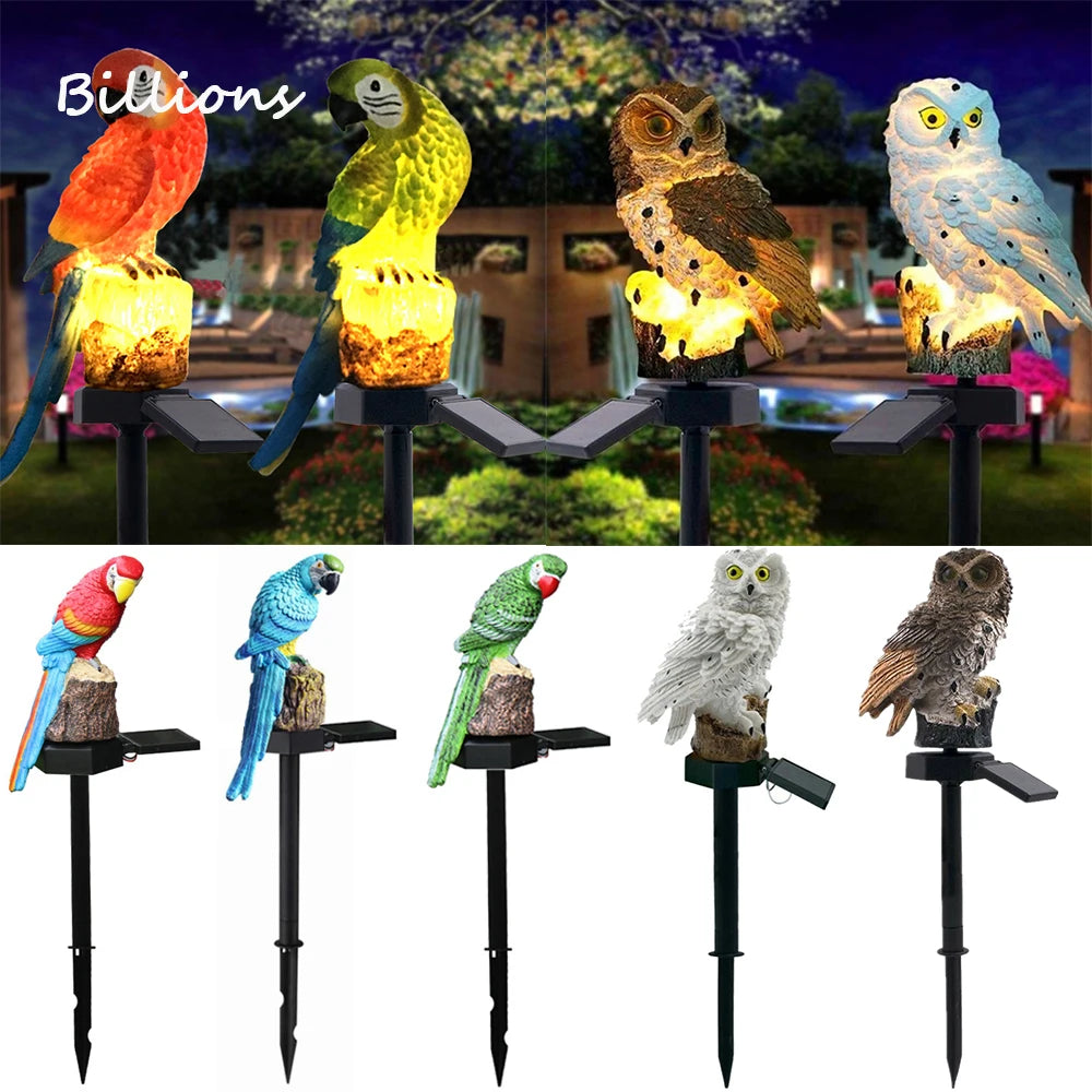 Solar Powered LED Owl Animal Home | Artificial Flowers Garden Lights | Waterproof Outdoor Solar Lawn Lamp Outside LED Decoration