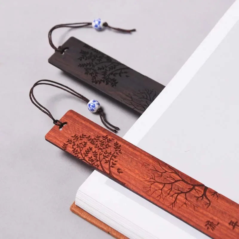 1 Pc Wooden Bookmark | Retro Carving Mahogany Bookmark For School & Office Stationery Accessories