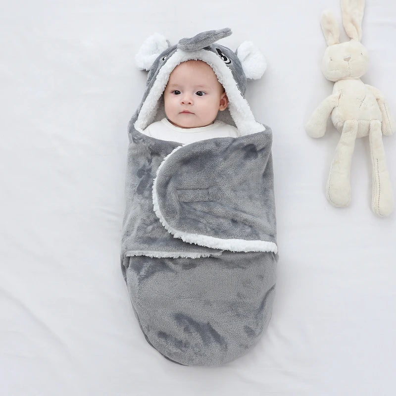 Soft Baby Sleeping Bags Warm Autumn and Winter Newborn Baby Wrap Blankets CartoonCocoon for babies Flannel  Baby Sleepsack 0-9M