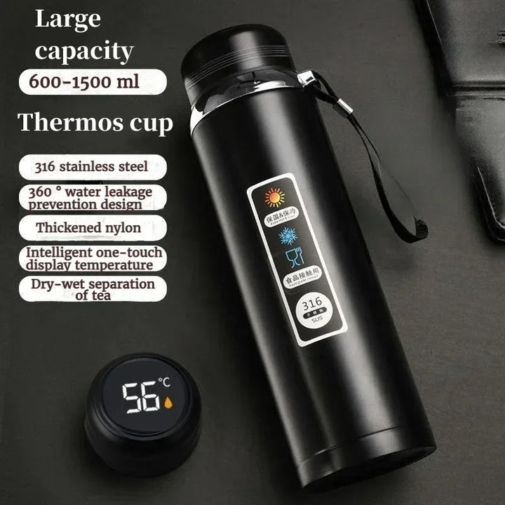 1.5L 316 Stainless Steel Water Bottle with Intelligent Temperature Display | Portable Thermos Cup, Tumbler,insulated Cup Vacuum Flask