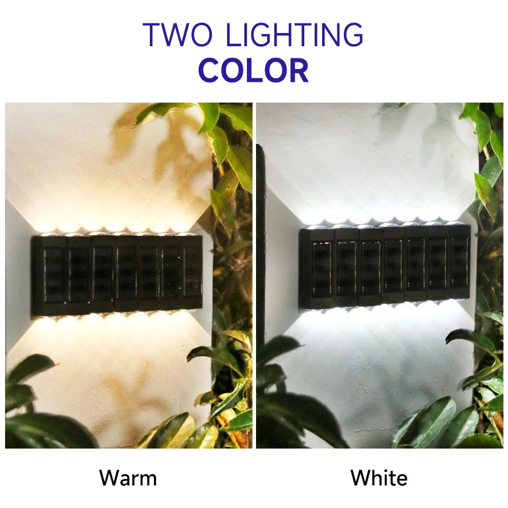 4/6/8/10LED Solar Wall Lamp, Outdoor, Waterproof, Solar Powered Light UP and Down Illuminate Home Garden Porch Yard Decoration