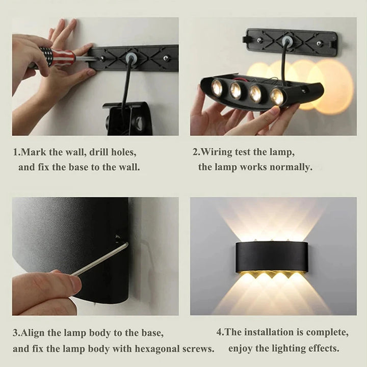 LED Wall Lamp, Waterproof Light 2W,4W, 6W, 8W,10W Minimalist Creative Bedroom, Bedside Lamp, Outdoor, Interior Wall